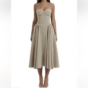 Khaki Colored Drop Waist Dress
